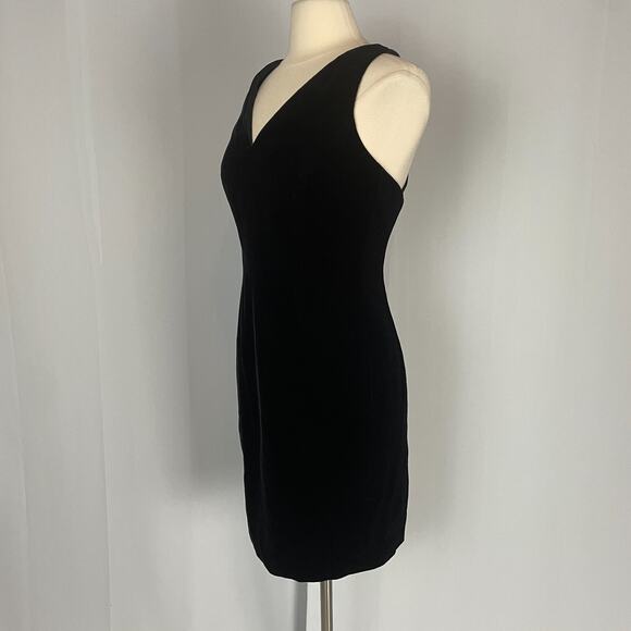 Vintage Cocktail Dress Size 10 Black Velvet Short Mini Strappy Party 90s Y2K - Picture 5 of 16